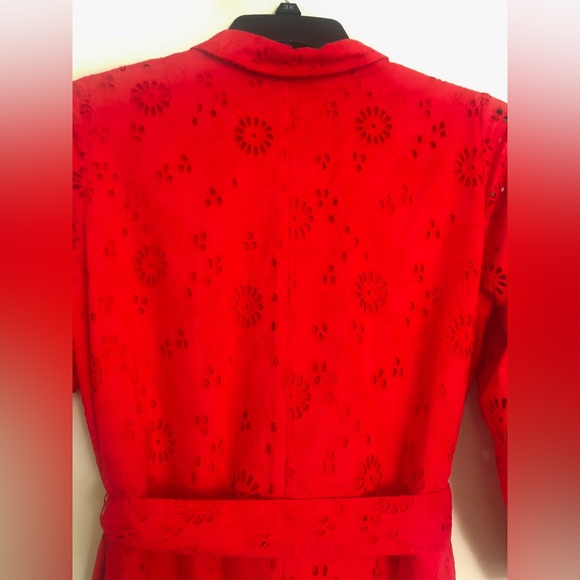 Carolina Herrera Red Broderie-Anglaise Dress - Picture 12 of 16